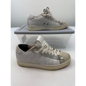 P448 White Sneakers Silver Trim Fur Detail Size 36 Made in Italy Designer Shoes
